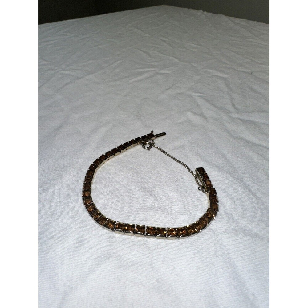 Vintage Weiss Brown Glass Rhinestone Bracelet